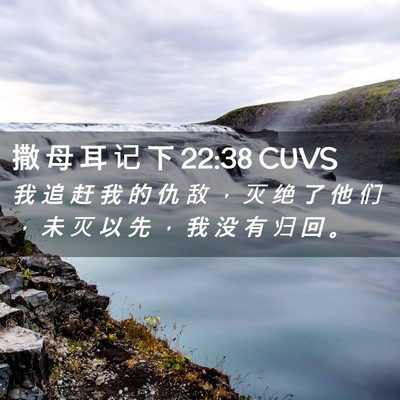 Picture 02 - 撒 母 耳 记 下 22:38 CUVS - 我 追 赶 我 的 仇 敌 ， 灭 绝 了 他 - Bible Verse Picture