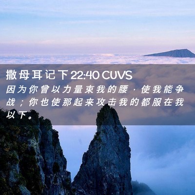 Picture 02 - 撒 母 耳 记 下 22:40 CUVS - 因 为 你 曾 以 力 量 束 我 的 腰 ， - Bible Verse Picture