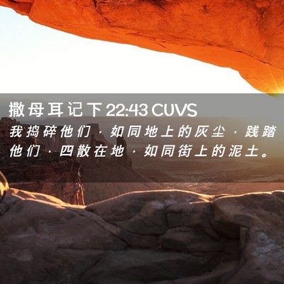 Picture 02 - 撒 母 耳 记 下 22:43 CUVS - 我 捣 碎 他 们 ， 如 同 地 上 的 灰 - Bible Verse Picture