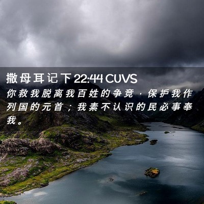 Picture 02 - 撒 母 耳 记 下 22:44 CUVS - 你 救 我 脱 离 我 百 姓 的 争 竞 ， - Bible Verse Picture
