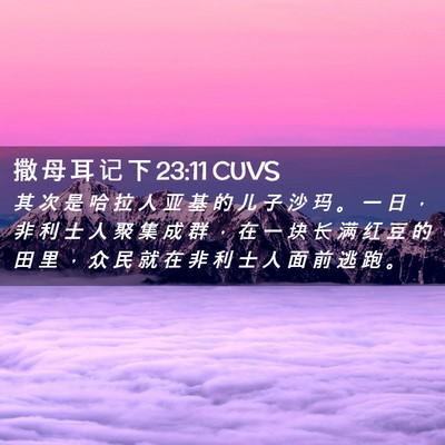Picture 02 - 撒 母 耳 记 下 23:11 CUVS - 其 次 是 哈 拉 人 亚 基 的 儿 子 沙 - Bible Verse Picture