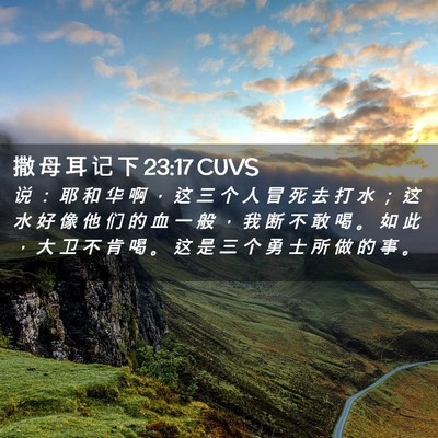 Picture 02 - 撒 母 耳 记 下 23:17 CUVS - 说 ： 耶 和 华 啊 ， 这 三 个 人 冒 - Bible Verse Picture