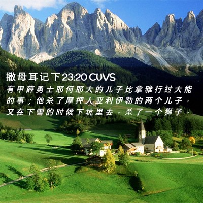 Picture 02 - 撒 母 耳 记 下 23:20 CUVS - 有 甲 薛 勇 士 耶 何 耶 大 的 儿 子 - Bible Verse Picture
