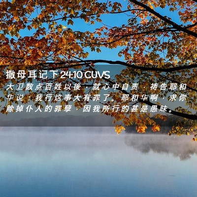 Picture 02 - 撒 母 耳 记 下 24:10 CUVS - 大 卫 数 点 百 姓 以 後 ， 就 心 中 - Bible Verse Picture