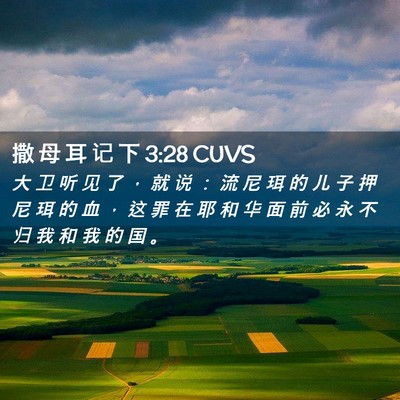 Picture 02 - 撒 母 耳 记 下 3:28 CUVS - 大 卫 听 见 了 ， 就 说 ： 流 尼 珥 - Bible Verse Picture