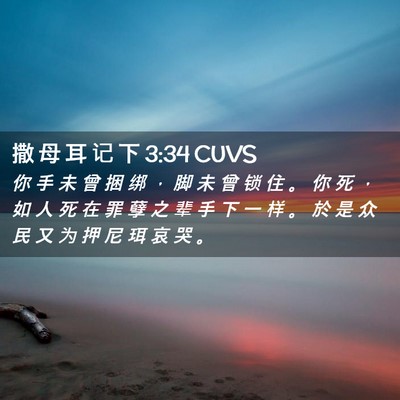 Picture 02 - 撒 母 耳 记 下 3:34 CUVS - 你 手 未 曾 捆 绑 ， 脚 未 曾 锁 住 - Bible Verse Picture