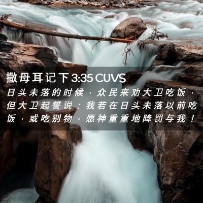Picture 02 - 撒 母 耳 记 下 3:35 CUVS - 日 头 未 落 的 时 候 ， 众 民 来 劝 - Bible Verse Picture