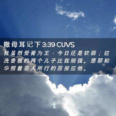 Picture 02 - 撒 母 耳 记 下 3:39 CUVS - 我 虽 然 受 膏 为 王 ， 今 日 还 是 - Bible Verse Picture