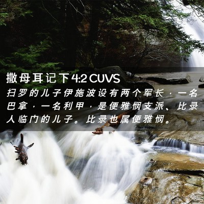 Picture 02 - 撒 母 耳 记 下 4:2 CUVS - 扫 罗 的 儿 子 伊 施 波 设 有 两 个 - Bible Verse Picture