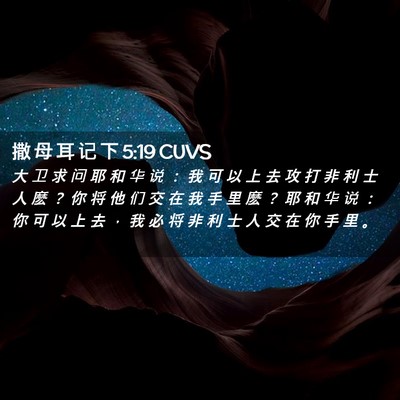 Picture 02 - 撒 母 耳 记 下 5:19 CUVS - 大 卫 求 问 耶 和 华 说 ： 我 可 以 - Bible Verse Picture