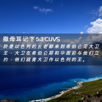 Picture 02 - 撒 母 耳 记 下 5:3 CUVS - 於 是 以 色 列 的 长 老 都 来 到 希 - Bible Verse Picture