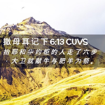 Picture 02 - 撒 母 耳 记 下 6:13 CUVS - 抬 耶 和 华 约 柜 的 人 走 了 六 步 - Bible Verse Picture