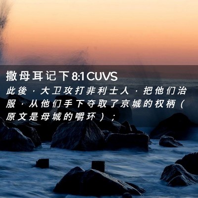 Picture 02 - 撒 母 耳 记 下 8:1 CUVS - 此 後 ， 大 卫 攻 打 非 利 士 人 ， - Bible Verse Picture