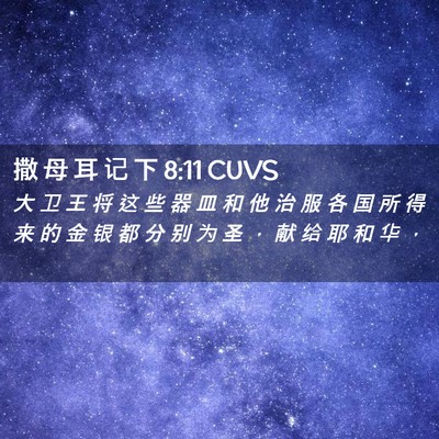 Picture 02 - 撒 母 耳 记 下 8:11 CUVS - 大 卫 王 将 这 些 器 皿 和 他 治 服 - Bible Verse Picture