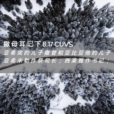 Picture 02 - 撒 母 耳 记 下 8:17 CUVS - 亚 希 突 的 儿 子 撒 督 和 亚 比 亚 - Bible Verse Picture