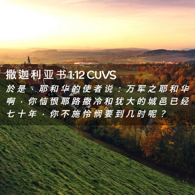 Picture 02 - 撒 迦 利 亚 书 1:12 CUVS - 於 是 ， 耶 和 华 的 使 者 说 ： 万 - Bible Verse Picture