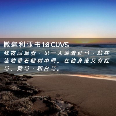 Picture 02 - 撒 迦 利 亚 书 1:8 CUVS - 我 夜 间 观 看 ， 见 一 人 骑 着 红 - Bible Verse Picture