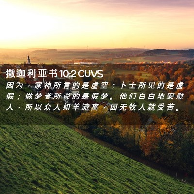 Picture 02 - 撒 迦 利 亚 书 10:2 CUVS - 因 为 ， 家 神 所 言 的 是 虚 空 ； - Bible Verse Picture