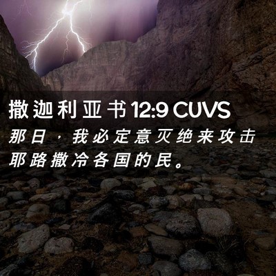 Picture 02 - 撒 迦 利 亚 书 12:9 CUVS - 那 日 ， 我 必 定 意 灭 绝 来 攻 击 - Bible Verse Picture