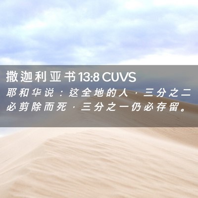 Picture 02 - 撒 迦 利 亚 书 13:8 CUVS - 耶 和 华 说 ： 这 全 地 的 人 ， 三 - Bible Verse Picture