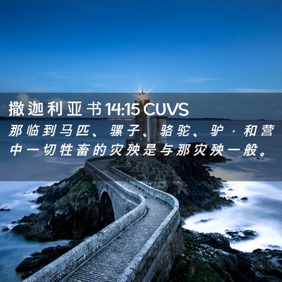 Picture 02 - 撒 迦 利 亚 书 14:15 CUVS - 那 临 到 马 匹 、 骡 子 、 骆 驼 、 - Bible Verse Picture