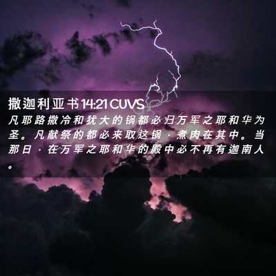 Picture 02 - 撒 迦 利 亚 书 14:21 CUVS - 凡 耶 路 撒 冷 和 犹 大 的 锅 都 必 - Bible Verse Picture