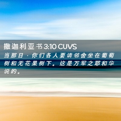 Picture 02 - 撒 迦 利 亚 书 3:10 CUVS - 当 那 日 ， 你 们 各 人 要 请 邻 舍 - Bible Verse Picture