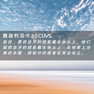 Picture 02 - 撒 迦 利 亚 书 3:5 CUVS - 我 说 ： 要 将 洁 净 的 冠 冕 戴 在 - Bible Verse Picture