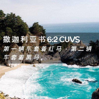 Picture 02 - 撒 迦 利 亚 书 6:2 CUVS - 第 一 辆 车 套 着 红 马 ， 第 二 辆 - Bible Verse Picture