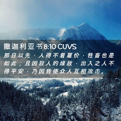 Picture 02 - 撒 迦 利 亚 书 8:10 CUVS - 那 日 以 先 ， 人 得 不 着 雇 价 ， - Bible Verse Picture