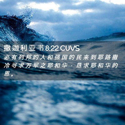 Picture 02 - 撒 迦 利 亚 书 8:22 CUVS - 必 有 列 邦 的 人 和 强 国 的 民 来 - Bible Verse Picture