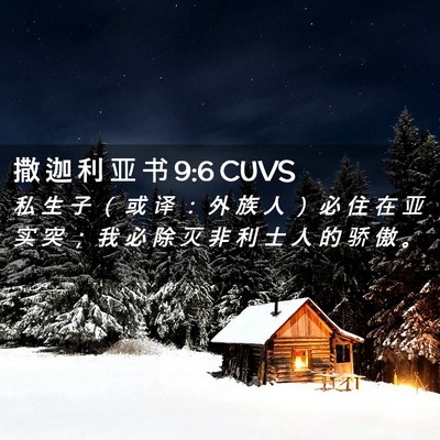 Picture 02 - 撒 迦 利 亚 书 9:6 CUVS - 私 生 子 （ 或 译 ： 外 族 人 ） 必 - Bible Verse Picture