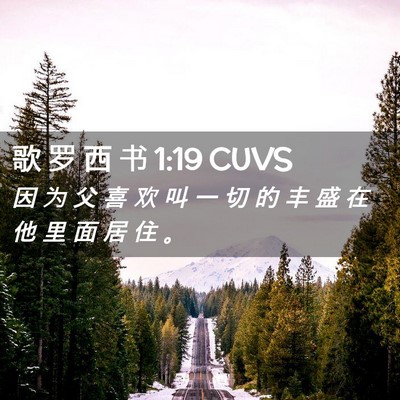 Picture 02 - 歌 罗 西 书 1:19 CUVS - 因 为 父 喜 欢 叫 一 切 的 丰 盛 在 - Bible Verse Picture