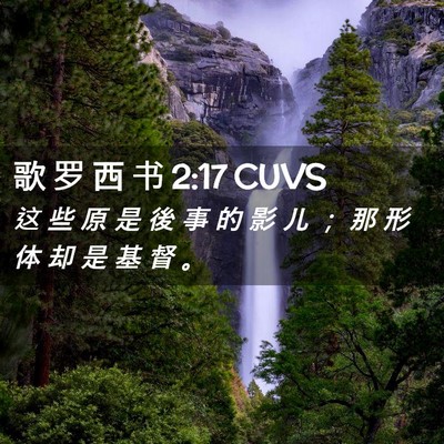 Picture 02 - 歌 罗 西 书 2:17 CUVS - 这 些 原 是 後 事 的 影 儿 ； 那 形 - Bible Verse Picture