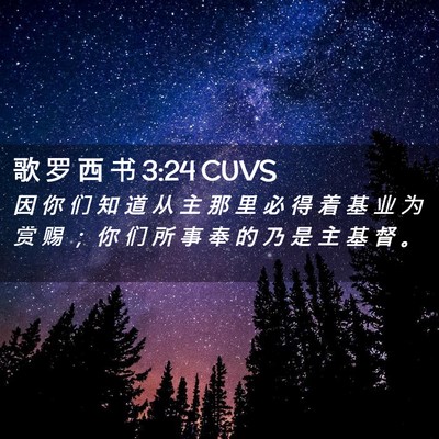 Picture 02 - 歌 罗 西 书 3:24 CUVS - 因 你 们 知 道 从 主 那 里 必 得 着 - Bible Verse Picture