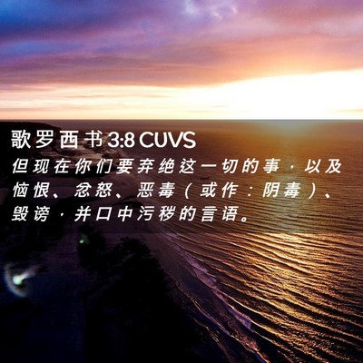 Picture 02 - 歌 罗 西 书 3:8 CUVS - 但 现 在 你 们 要 弃 绝 这 一 切 的 - Bible Verse Picture