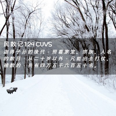 Picture 02 - 民 数 记 1:24 CUVS - 迦 得 子 孙 的 後 代 ， 照 着 家 室 - Bible Verse Picture