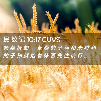 Picture 02 - 民 数 记 10:17 CUVS - 帐 幕 拆 卸 ， 革 顺 的 子 孙 和 米 - Bible Verse Picture