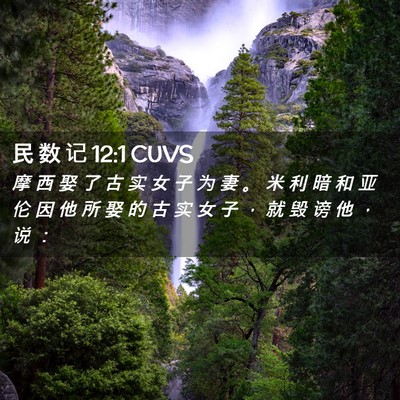 Picture 02 - 民 数 记 12:1 CUVS - 摩 西 娶 了 古 实 女 子 为 妻 。 米 - Bible Verse Picture