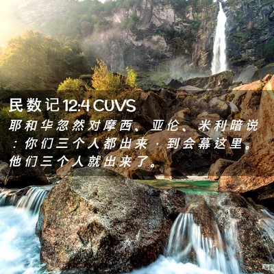 Picture 02 - 民 数 记 12:4 CUVS - 耶 和 华 忽 然 对 摩 西 、 亚 伦 、 - Bible Verse Picture