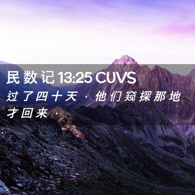 Picture 02 - 民 数 记 13:25 CUVS - 过 了 四 十 天 ， 他 们 窥 探 那 地 - Bible Verse Picture