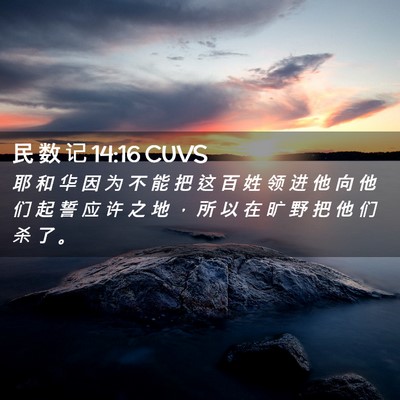 Picture 02 - 民 数 记 14:16 CUVS - 耶 和 华 因 为 不 能 把 这 百 姓 领 - Bible Verse Picture