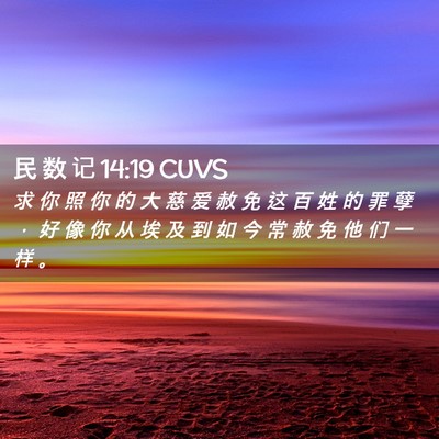 Picture 02 - 民 数 记 14:19 CUVS - 求 你 照 你 的 大 慈 爱 赦 免 这 百 - Bible Verse Picture