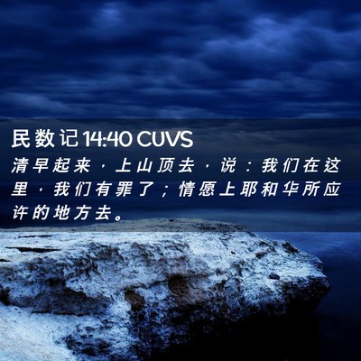 Picture 02 - 民 数 记 14:40 CUVS - 清 早 起 来 ， 上 山 顶 去 ， 说 ： - Bible Verse Picture