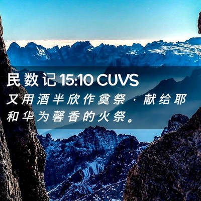 Picture 02 - 民 数 记 15:10 CUVS - 又 用 酒 半 欣 作 奠 祭 ， 献 给 耶 - Bible Verse Picture
