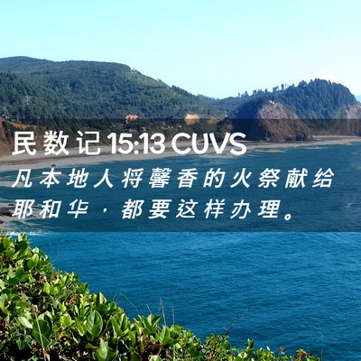 Picture 02 - 民 数 记 15:13 CUVS - 凡 本 地 人 将 馨 香 的 火 祭 献 给 - Bible Verse Picture