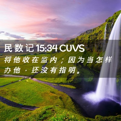 Picture 02 - 民 数 记 15:34 CUVS - 将 他 收 在 监 内 ； 因 为 当 怎 样 - Bible Verse Picture