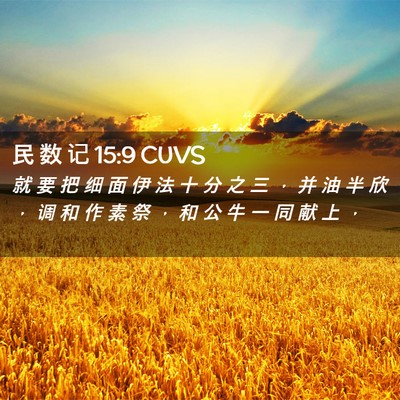 Picture 02 - 民 数 记 15:9 CUVS - 就 要 把 细 面 伊 法 十 分 之 三 ， - Bible Verse Picture