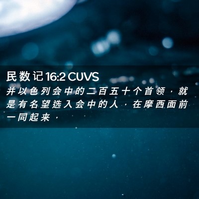 Picture 02 - 民 数 记 16:2 CUVS - 并 以 色 列 会 中 的 二 百 五 十 个 - Bible Verse Picture