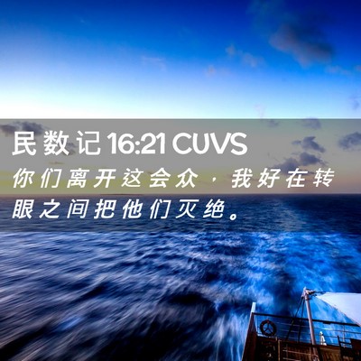 Picture 02 - 民 数 记 16:21 CUVS - 你 们 离 开 这 会 众 ， 我 好 在 转 - Bible Verse Picture